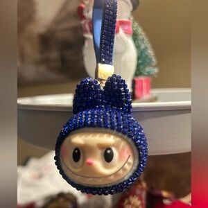 Labubu Blue Glitter Rhinestone Keychain-Charm, NEW